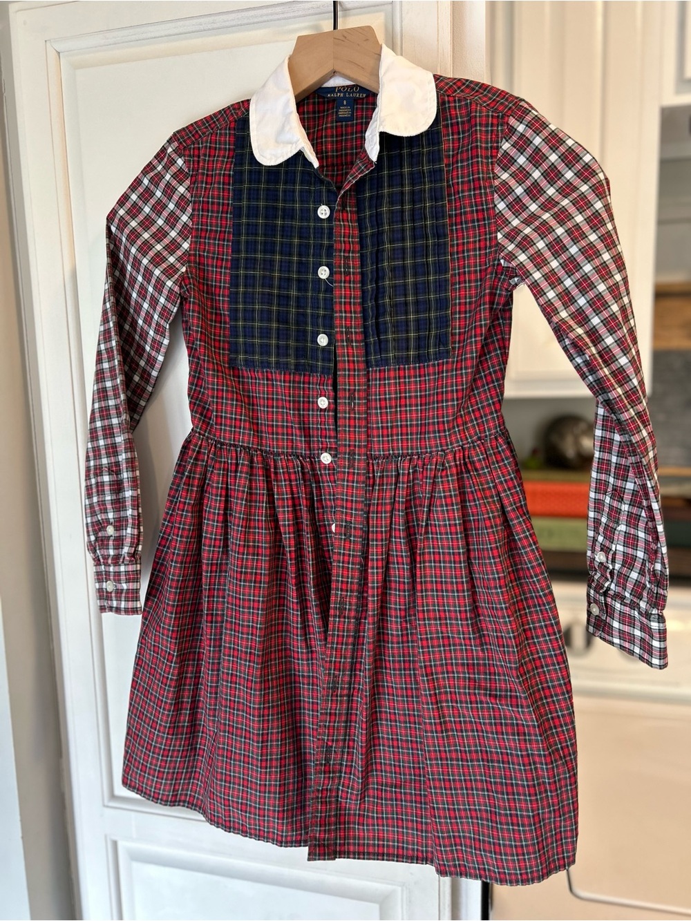 Polo by Ralph Lauren Red and blue Plaid Button-Up with White Collar
